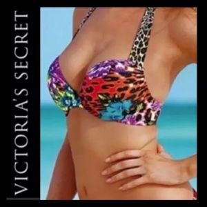 Two pieces bikini push up bombshell leopard floral 36C and various bottoms